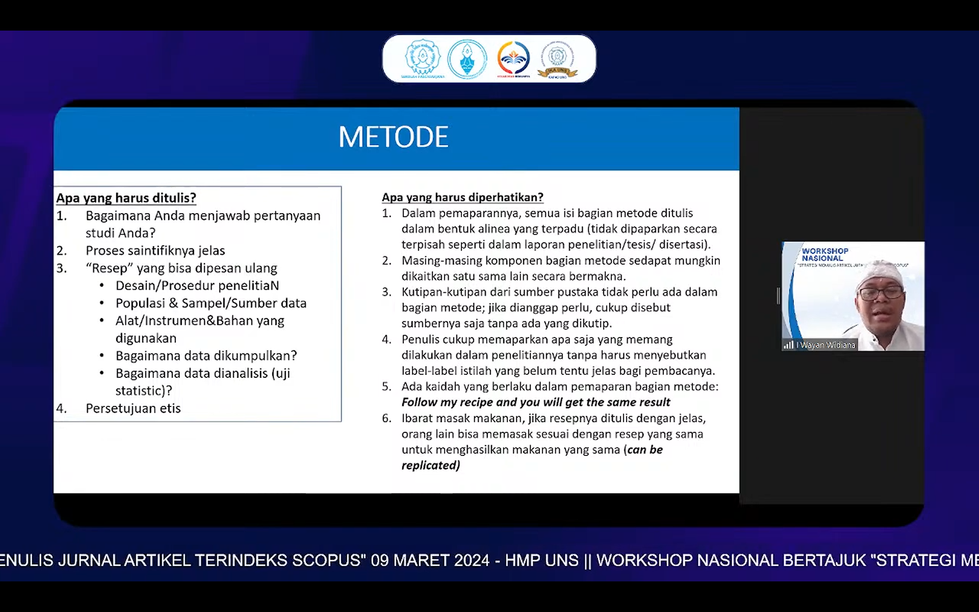Workshop Nasional: Strategi Menulis Jurnal Artikel Terindeks Scopus